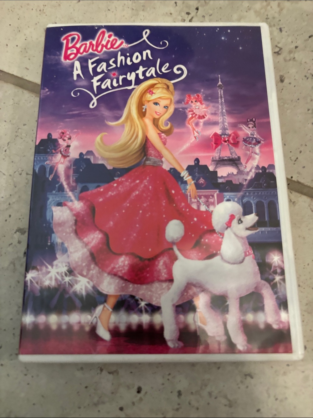 Barbie Pink & White Sparkle Formal Dress Illustration